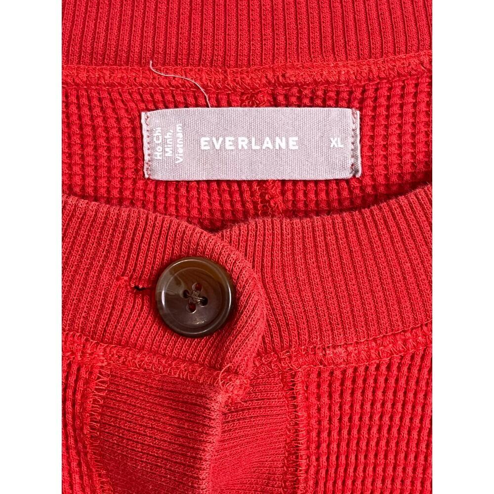 Everlane Waffle Knit Henley One Piece Lounge Pajama Jumpsuit in Currant, Size XL - Picture 6 of 12